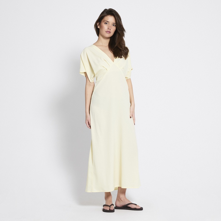 V-neck crepe dress "Selena" Light Yellow